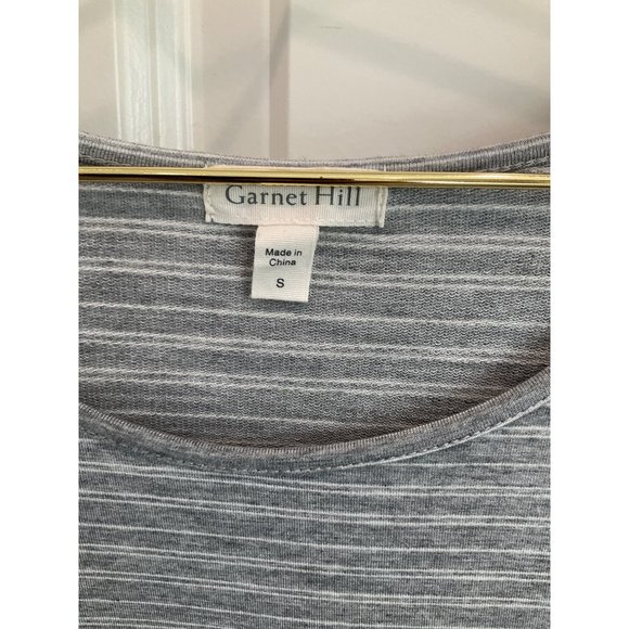 Garnet Hill Women’s SMALL Grey White Striped Seamed Knit Trapeze Dress NEW - Picture 3 of 4